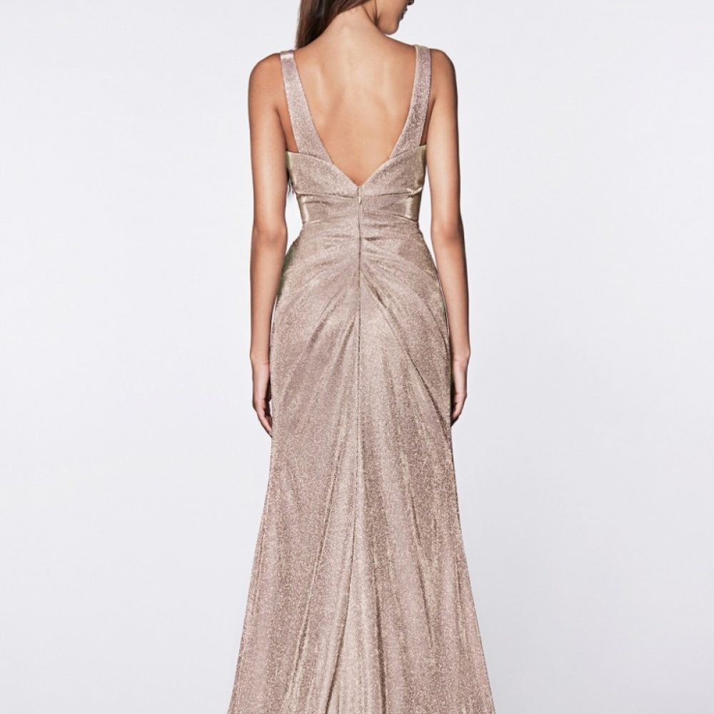 Champagne Sleeveless Bridesmaid Long Dress - Picture 2 of 3